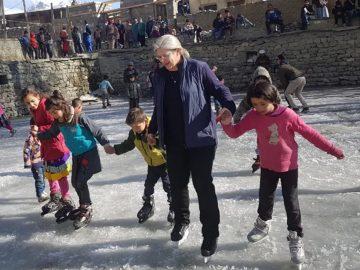 Wendy Gilmour having fun in Hunza