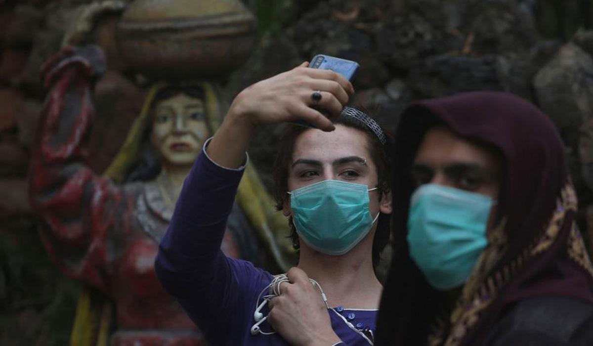 Peshawar Transgenders wearing face masks taking selfies during Coronavorus